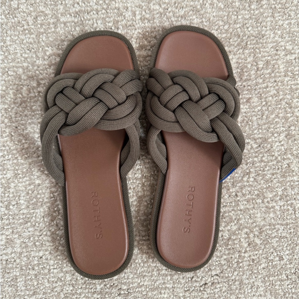 Rothy's Brown Braided Slide Sandals